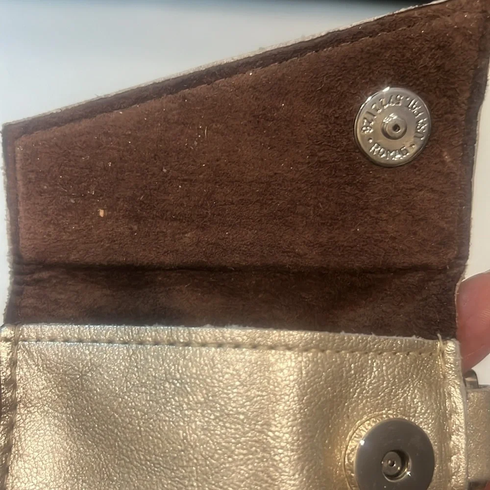 Metallic Gold Clip Cardholder/Coin Purse Pouch! Multi Functional. Snap Closure